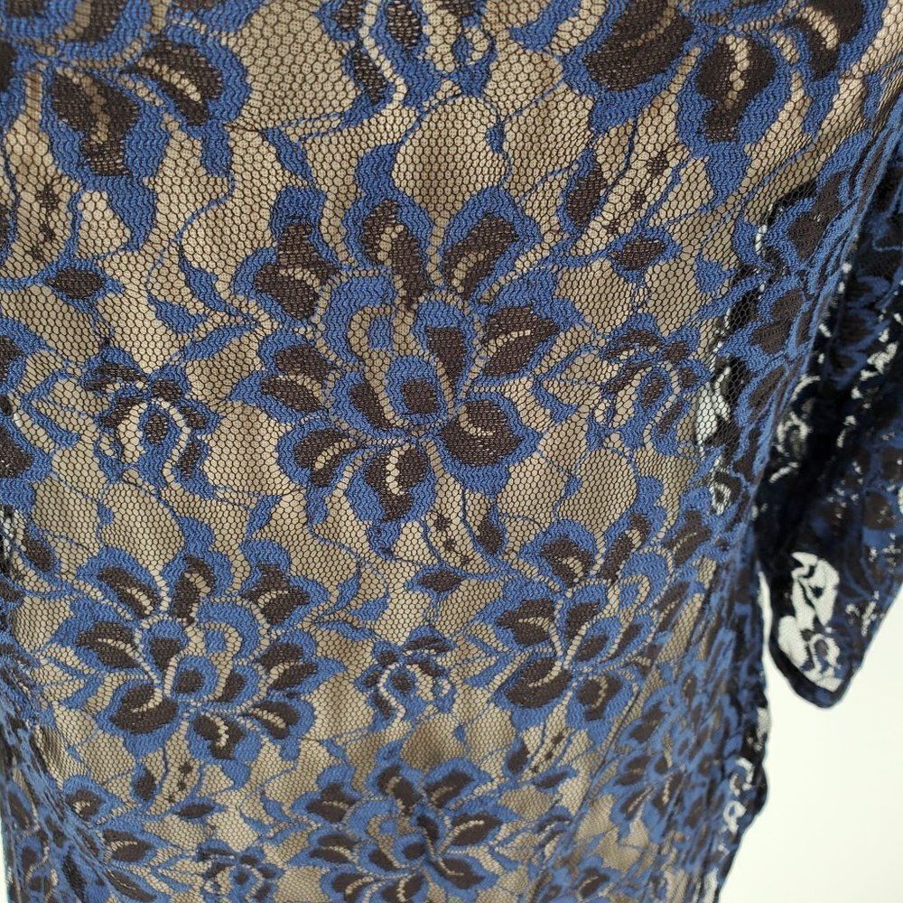 Ann Taylor Loft Lace Top Womens 3/4 Sleeve Floral Blue Size Medium - Picture 3 of 8